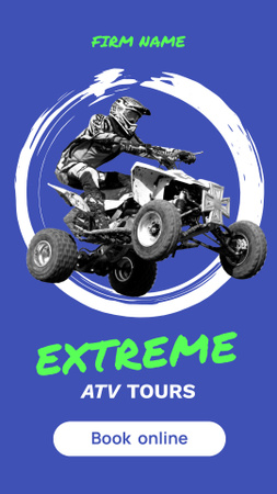 Extreme ATV Tours Ad on Blue Instagram Story Design Template