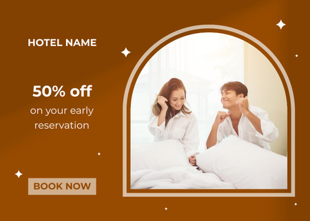 Luxury Hotel Ad on Brown Postcard 5x7in Design Template