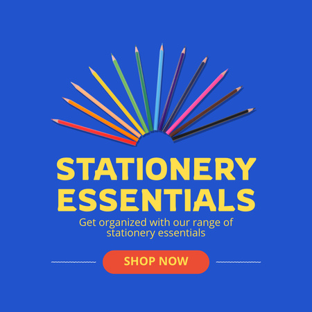 Stationery Shop Various Essential Items Animated Post Design Template