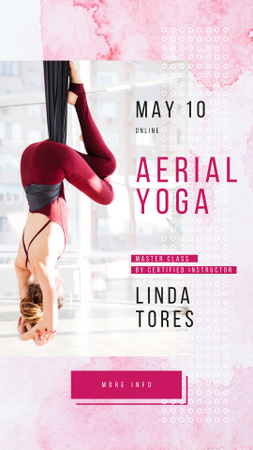 Ontwerpsjabloon van Instagram Story van Woman practicing aerial yoga