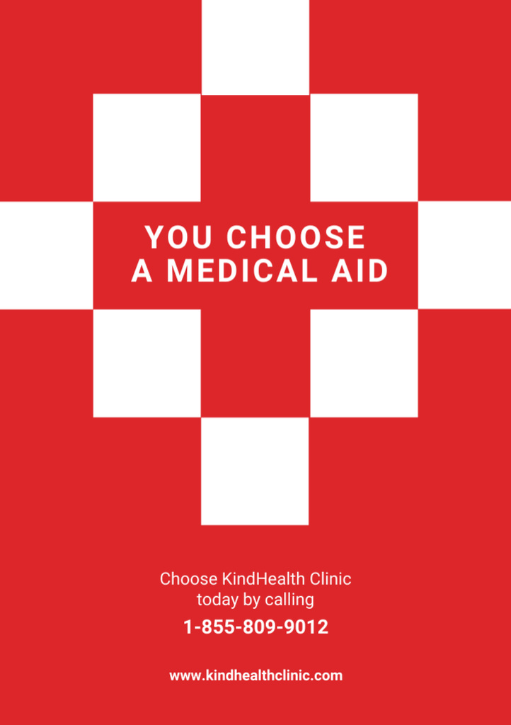 Clinic Offer with Red Cross And Contacts Flyer A5 Modelo de Design