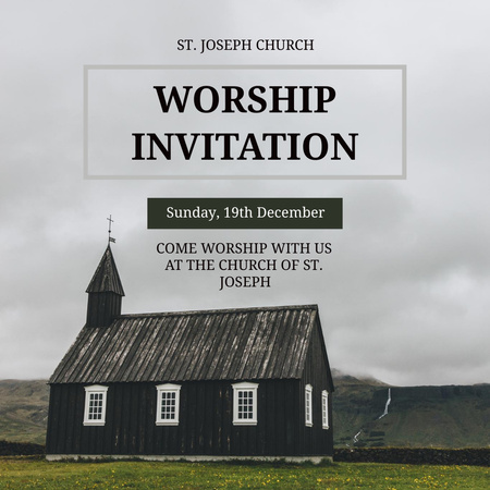 Ontwerpsjabloon van Instagram van Worship in Church Announcement