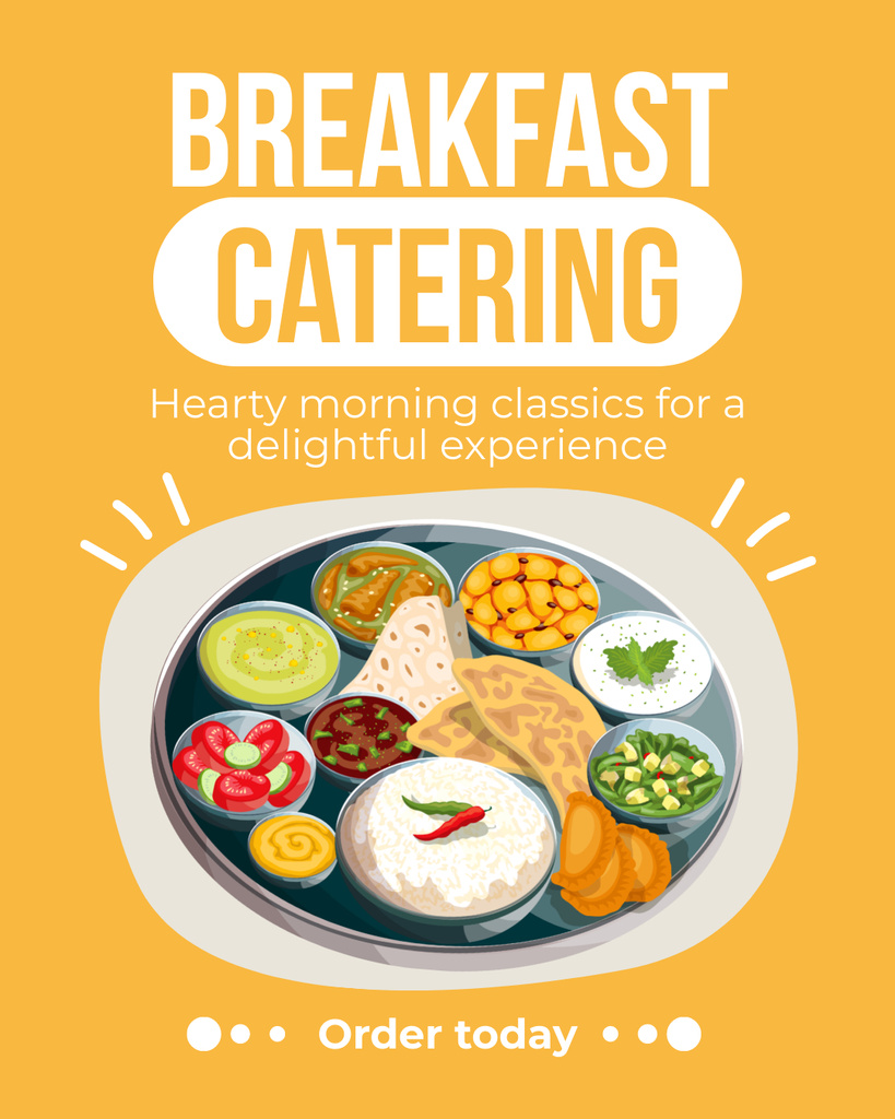 Catering Services for Classic Breakfasts with Variety of Dishes Instagram Post Vertical Šablona návrhu