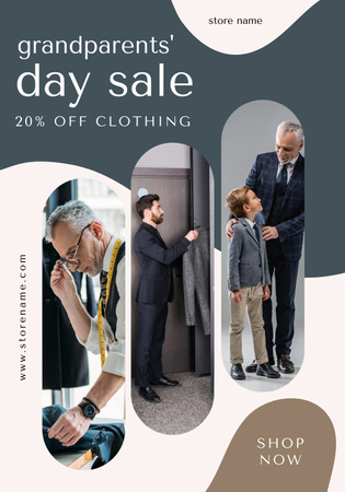 Grandparents Day Sale with Discount on Clothing Poster 28x40in Design Template