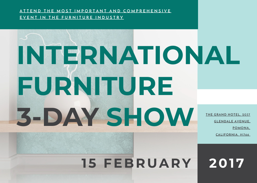 Ontwerpsjabloon van Card van International furniture show Announcement