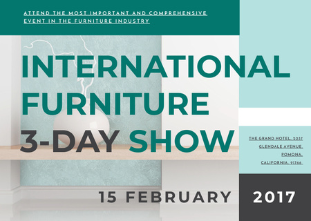 Ontwerpsjabloon van Card van internationale meubelshow aankondiging