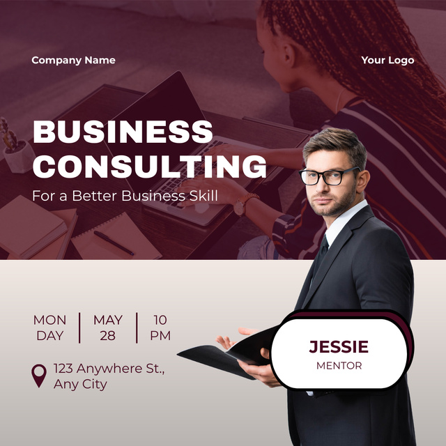 Plantilla de diseño de Services of Business Consulting with Mentor LinkedIn post 