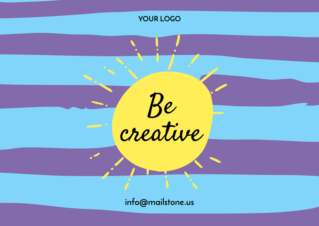 Be Creative Quote with Sun and Waves Illustration Poster A2 Horizontal – шаблон для дизайна