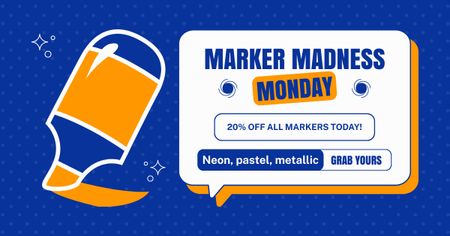 Discount on All Markers on Monday Facebook AD Design Template