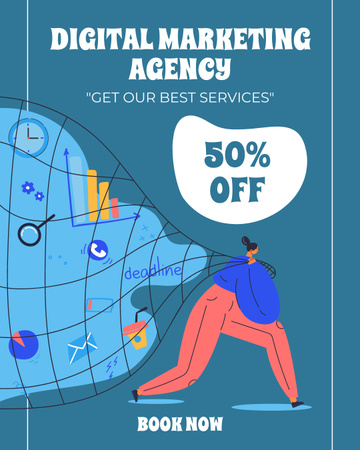 Digitális Marketing Ügynökség szolgáltatás kedvezményes ajánlat Instagram Post Vertical tervezősablon