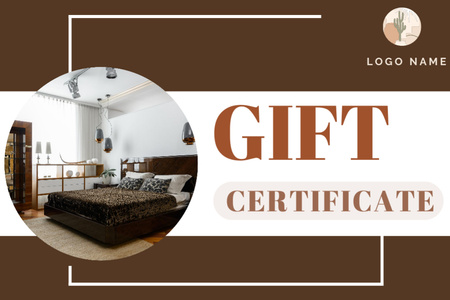 Special Offer of Furniture with Stylish Bedroom Gift Certificate Design Template