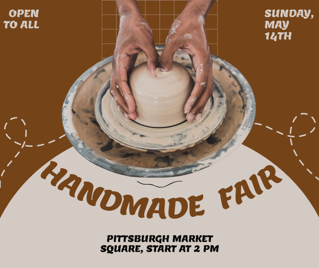 Platilla de diseño Handmade Fair Announcement on Brown Facebook