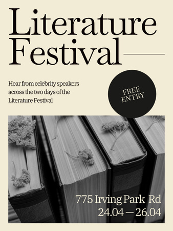 Literature Festival Announcement Poster US Design Template