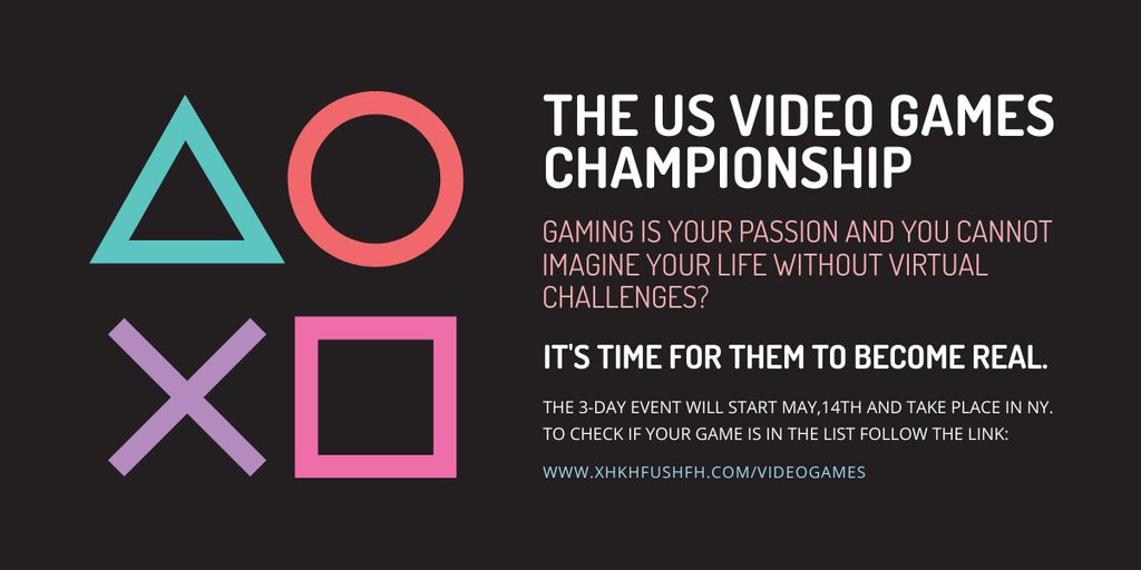 Video Games Championship announcement Image Modelo de Design