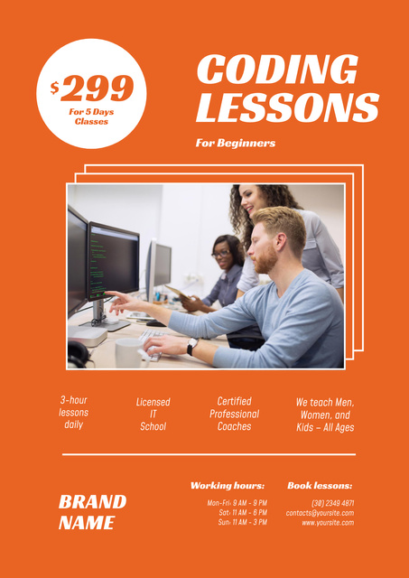 Modèle de visuel Accredited Coding Lessons For Adults Ad - Poster