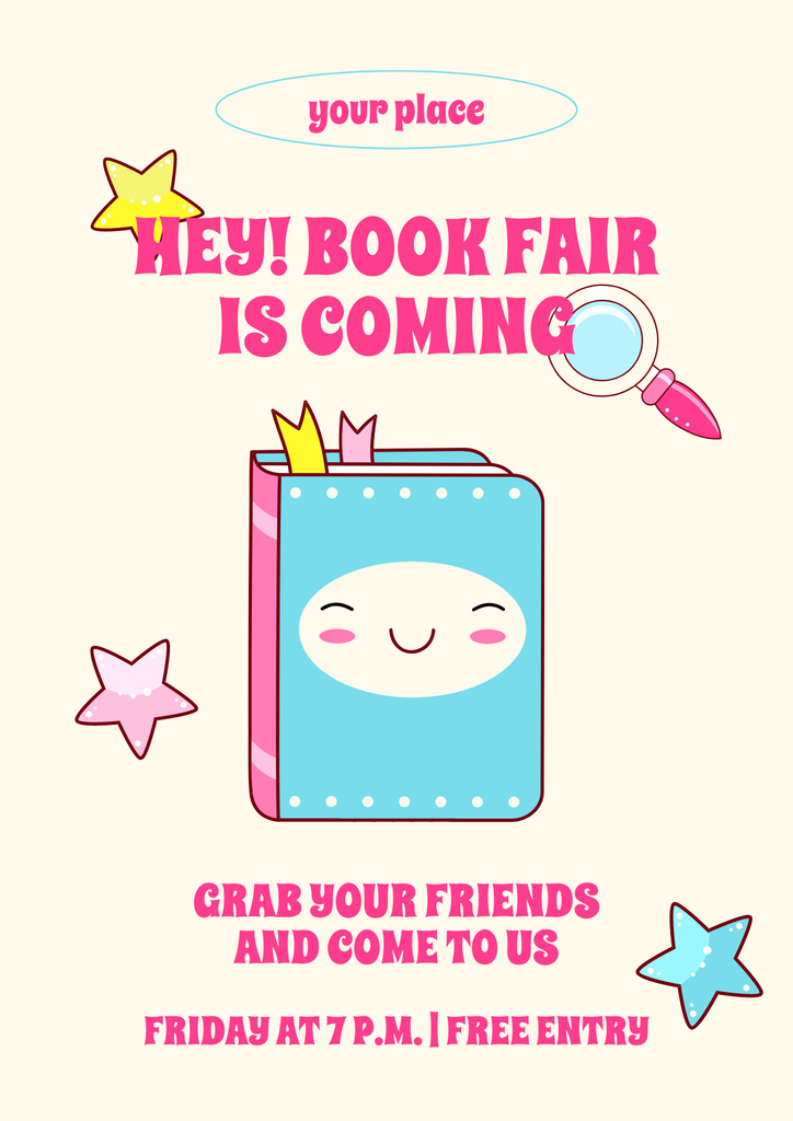 Announcement of Coming Book Fair Poster Design Template