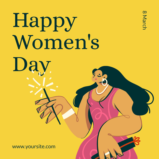Ontwerpsjabloon van Instagram van Illustration of Bright Woman on Women's Day