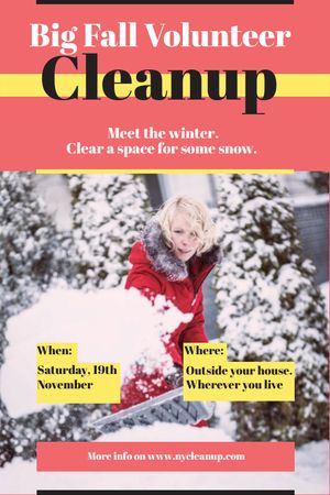 Woman at Winter Volunteer clean up Tumblr Design Template