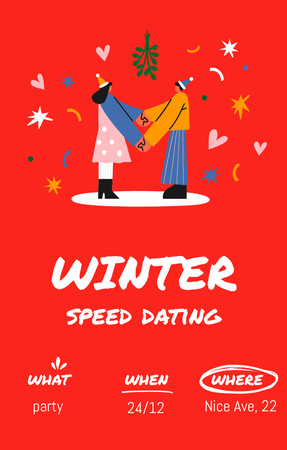 Cute Couple Holding Hands On Winter Date Invitation 4.6x7.2in Design Template