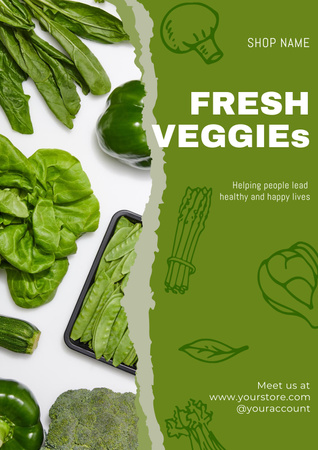 Template di design Green Veggies With Illustration Poster