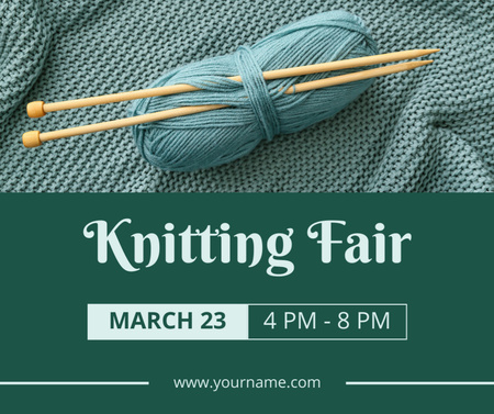 Knitting Fair In Spring With Yarn And Needles Facebook Design Template