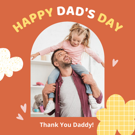 Den otců pozdrav s malou dcerou na pomeranči Instagram Šablona návrhu