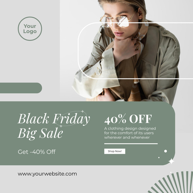 Black Friday Big Sale of Fashion Clothes and Accessories for Women Instagram ADデザインテンプレート
