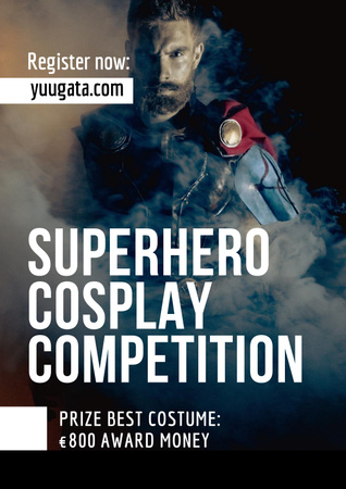 Superhero Cosplay Competition Announcement Poster Design Template