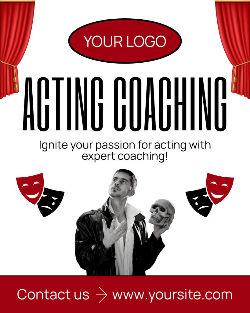 Platilla de diseño Acting Coaching with Actor and Scull Instagram Post Vertical