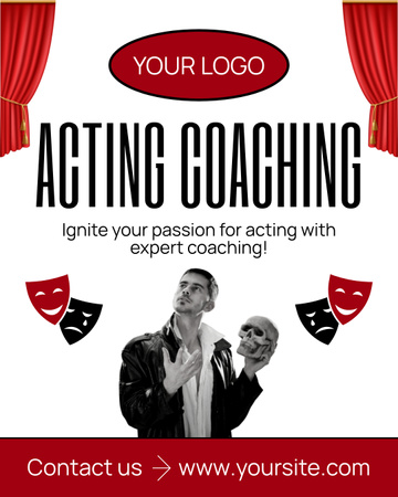 Acting Coaching with Actor and Scull Instagram Post Vertical Design Template