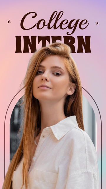 Intern College Young Woman with Red Hair TikTok Video Design Template
