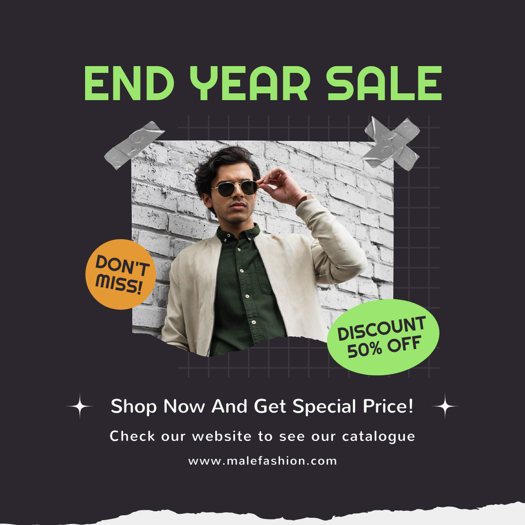 Winter Clothes Sale Ad with Man Instagram Design Template