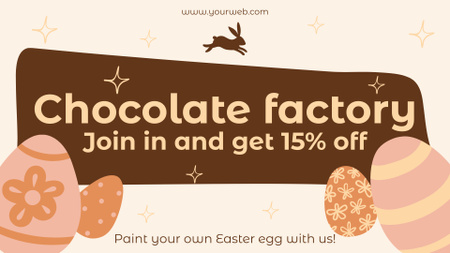 Προώθηση Chocolate Factory με Πασχαλινά Αυγά FB event cover Πρότυπο σχεδίασης