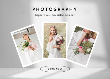 Wedding Photographer Services with Bride Postcard 5x7in Design Template