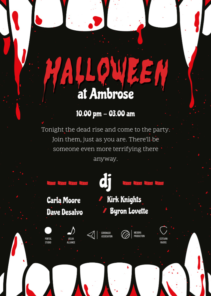 Plantilla de diseño de Halloween Night Party with Scary Teeth Invitation 