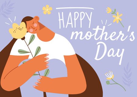 Mother's Day Holiday Greeting Postcard A5 Tasarım Şablonu