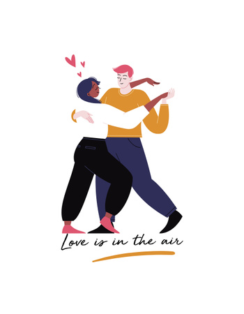 Love is in the air dancing couple T-Shirt Design Template