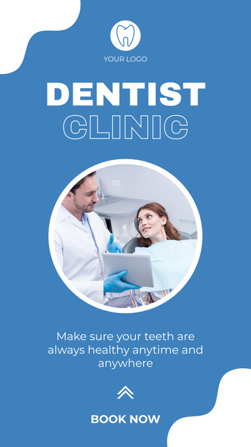 Dental Clinic Ad with Patient on Visit Instagram Video Story Πρότυπο σχεδίασης