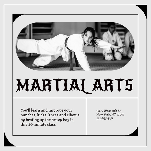 Ontwerpsjabloon van Instagram van Martial Arts Training Update