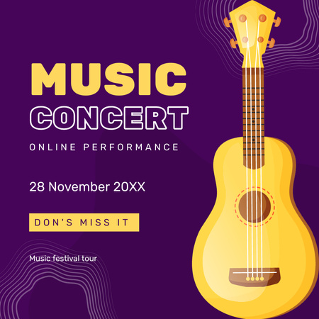 Music Concert Ad with Illustration of Guitar Instagram Design Template