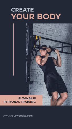 Fitness Club Ad with Strong Man Instagram Story Tasarım Şablonu