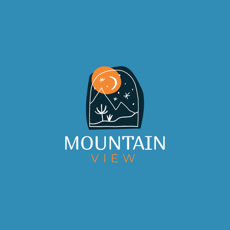Emblem with Mountain View Logo 1080x1080pxデザインテンプレート