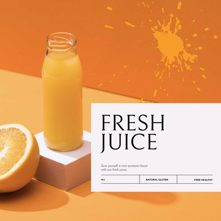 Fresh orange Juice in bottle Animated Post Design Template