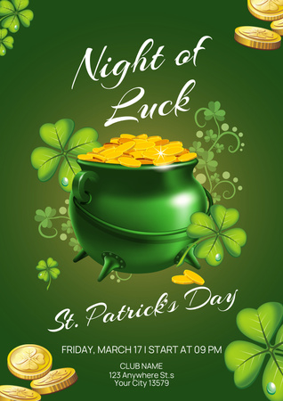 St. Patrick's Day Night Party Invitation Poster Design Template