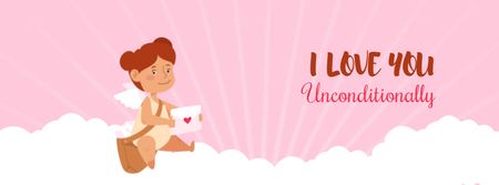 Cupid girl with Valentine's Day letters Facebook Video cover Design Template