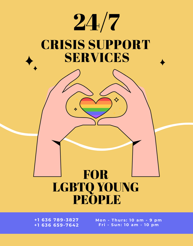 LGBT People Support Awareness with Rainbow Heart Poster 22x28in Design Template