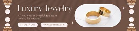 Sale Offer of Luxury Jewelry with Golden Rings Ebay Store Billboard Design Template