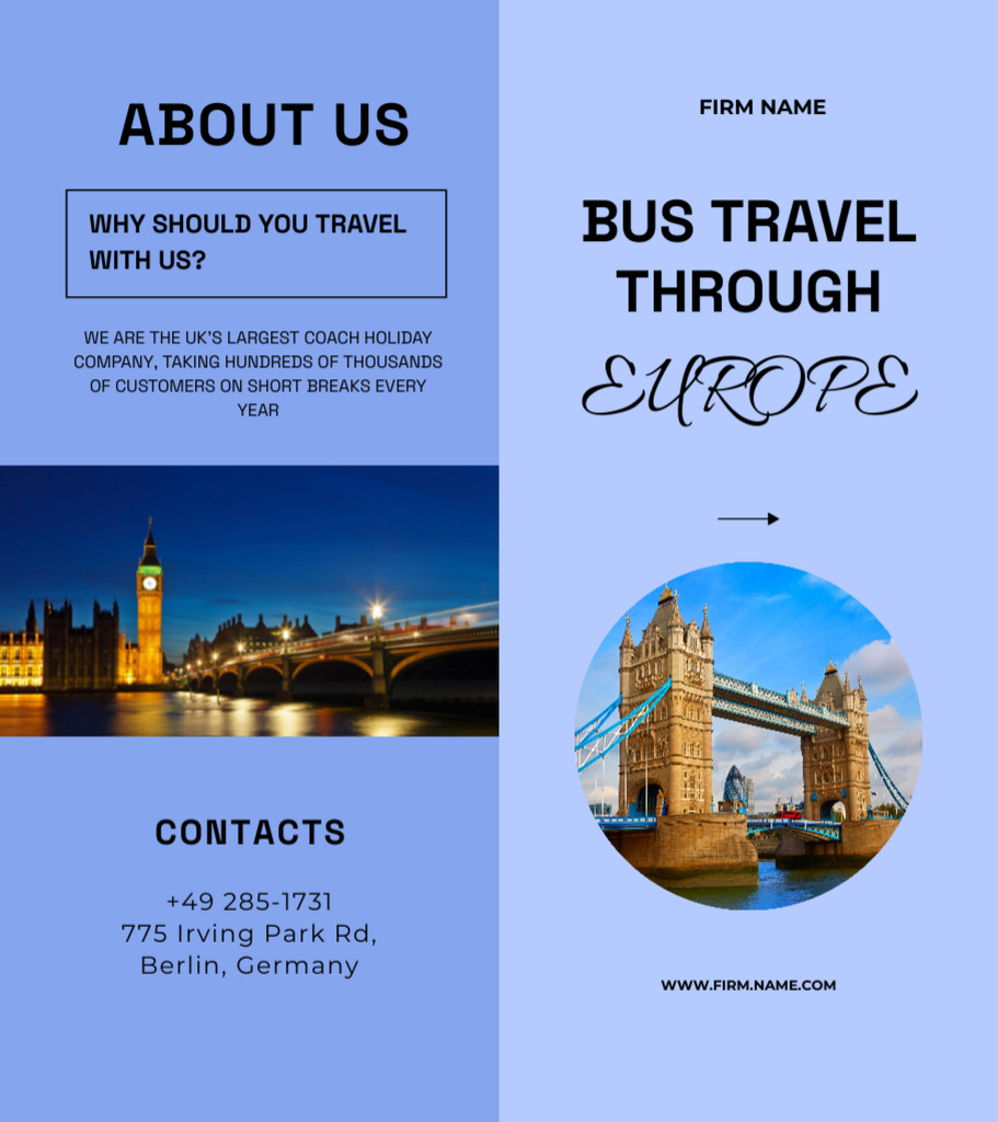 European Expedition by Bus Offer Brochure 9x8in Bi-fold – шаблон для дизайну