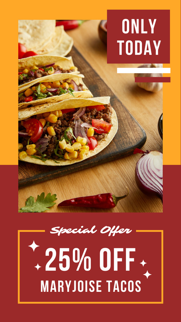 Designvorlage Street Food Offer with Delicious Taco für Instagram Story