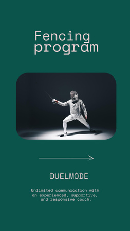 Fencing program deep green Instagram Story Design Template